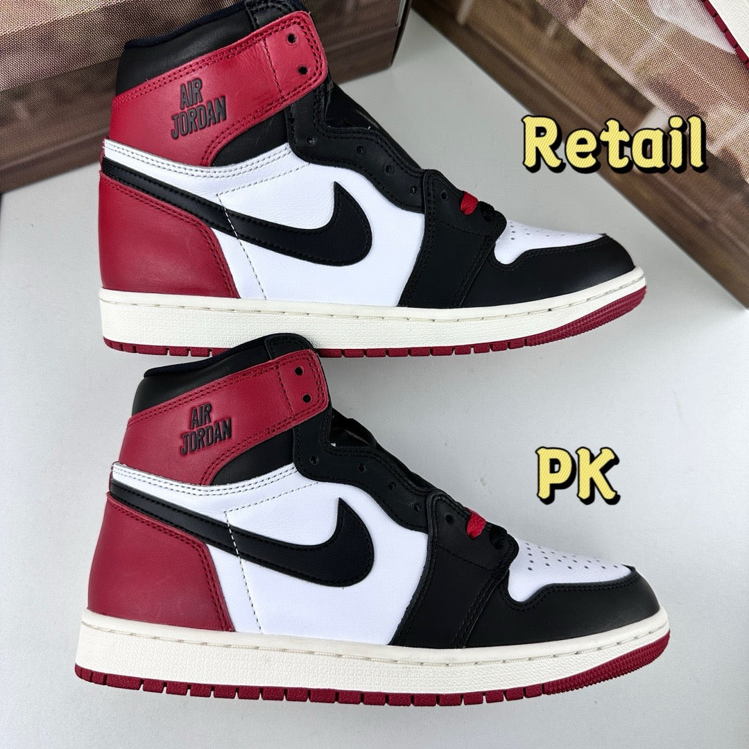 PK Batch vs Retail Air Jordan 1 “Black Toe Reimagined” - Sneakers-Niko