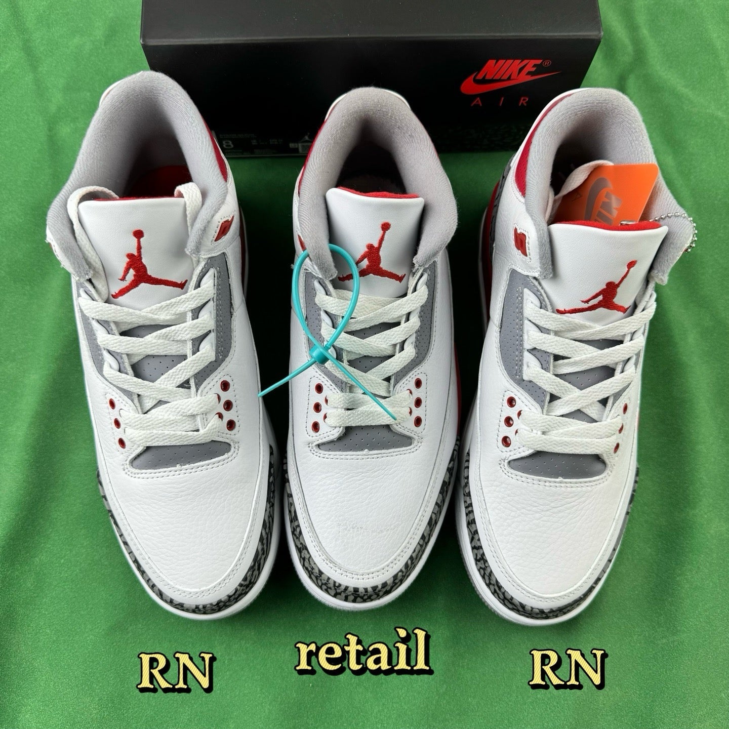 RN Batch VS Retail Air Jordan 3 “Fire Red”