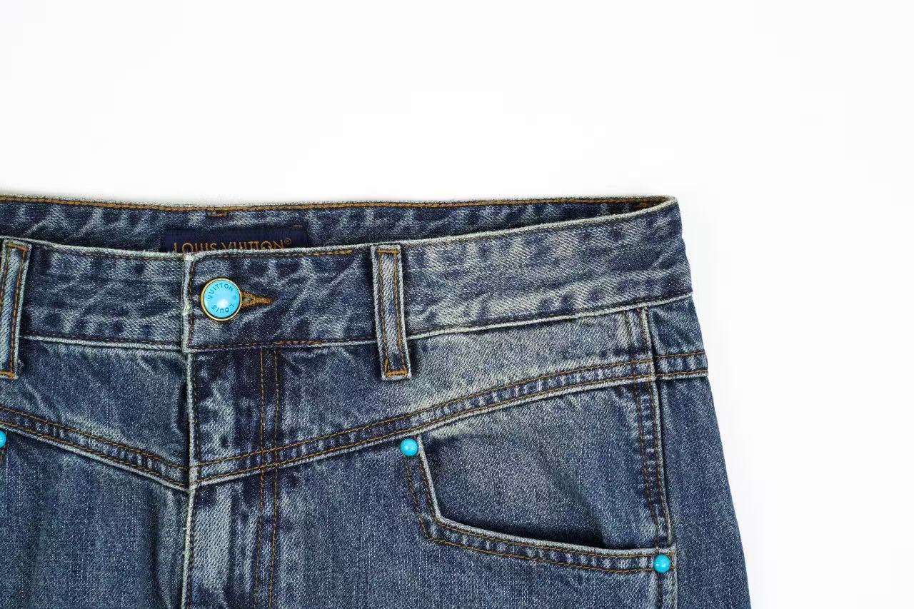 Louis Vuitton Turquoise Cargo jeans Retail(ZP)VS Batch(大货)
