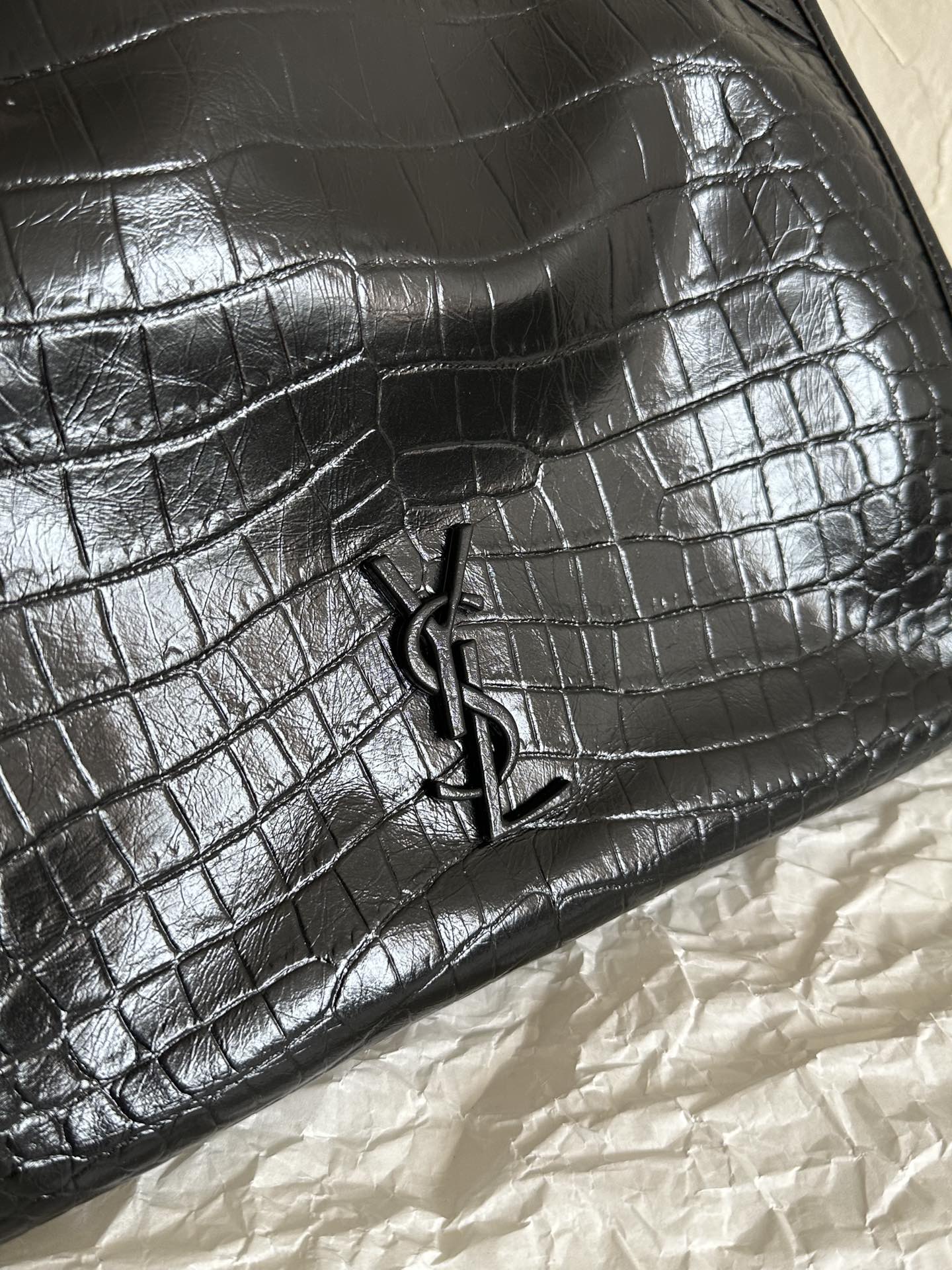 YSL Niki Crocodile pattern embossing Tote bag