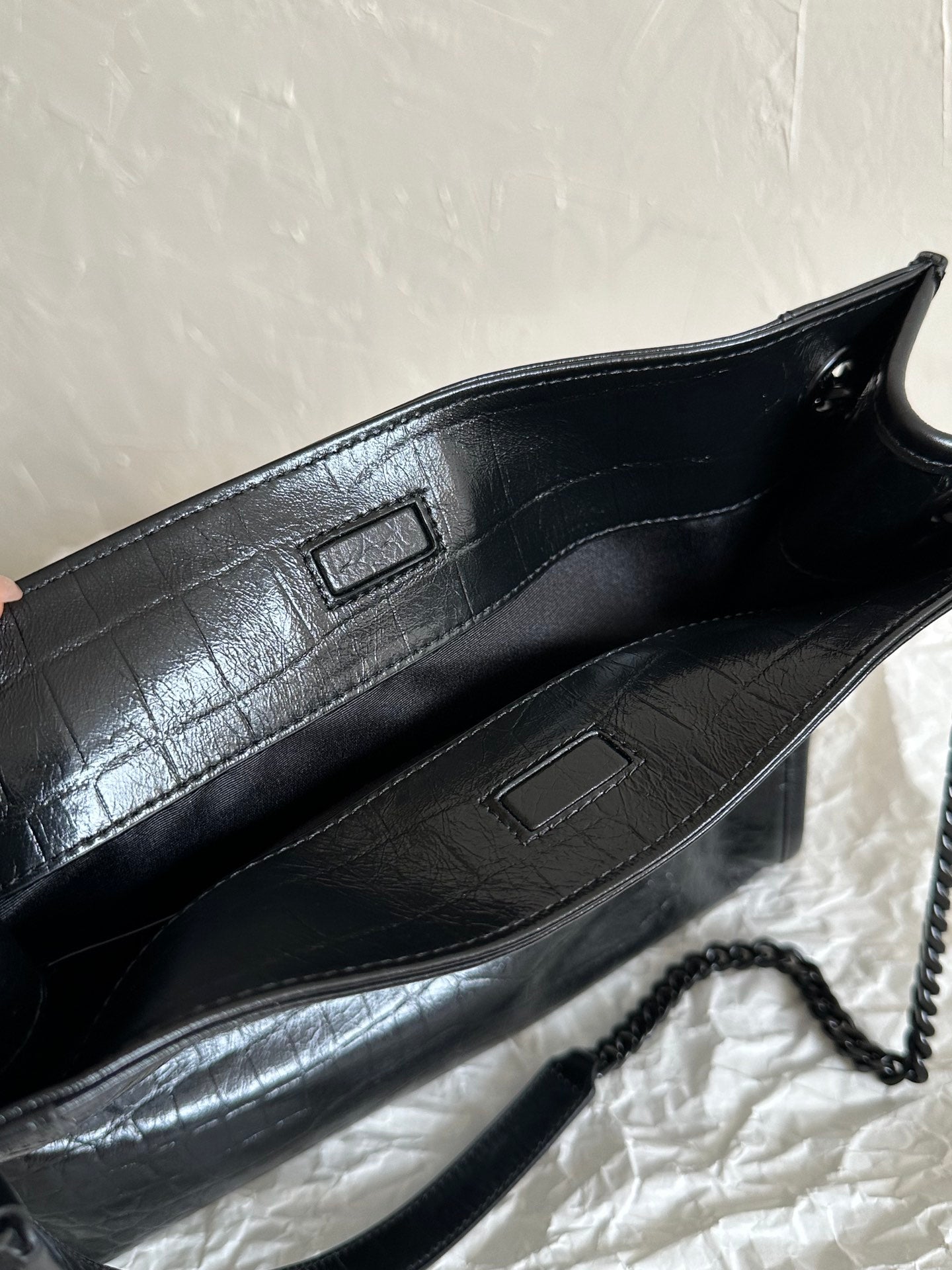 YSL Niki Crocodile pattern embossing Tote bag