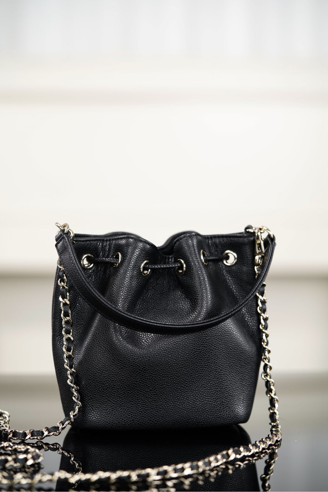 Chanel 25B Chain drawstring mini bucket bag