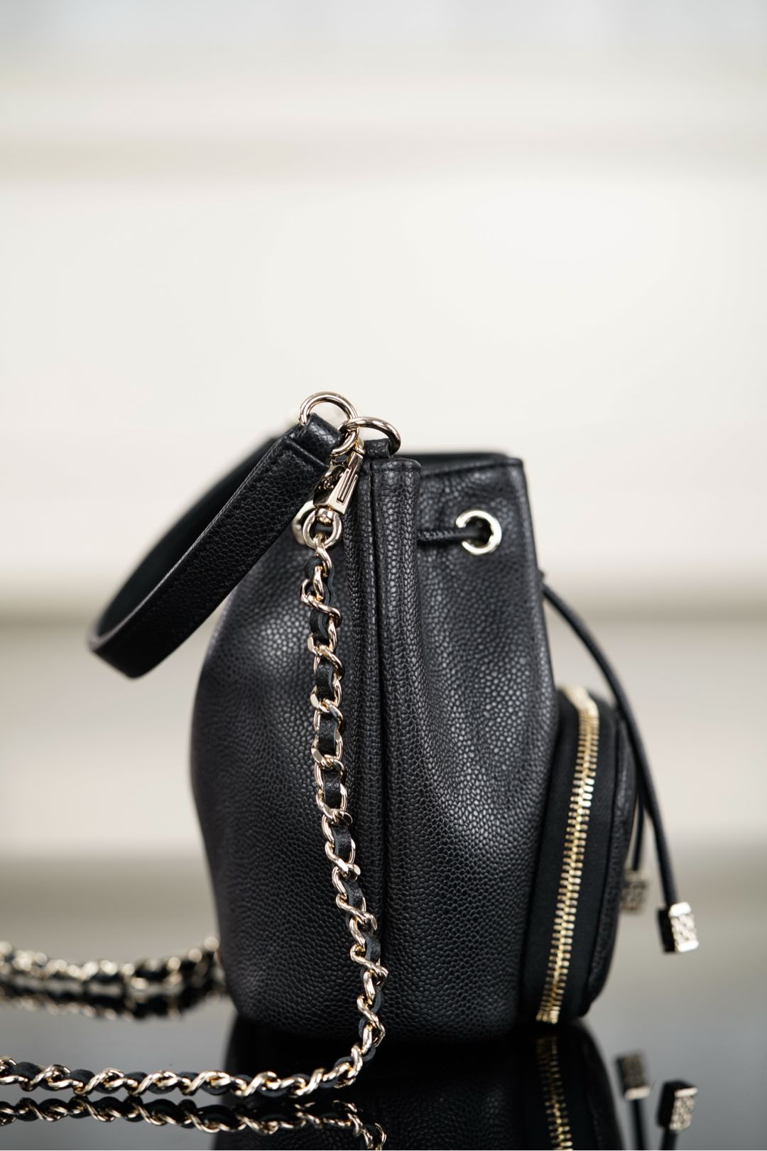 Chanel 25B Chain drawstring mini bucket bag