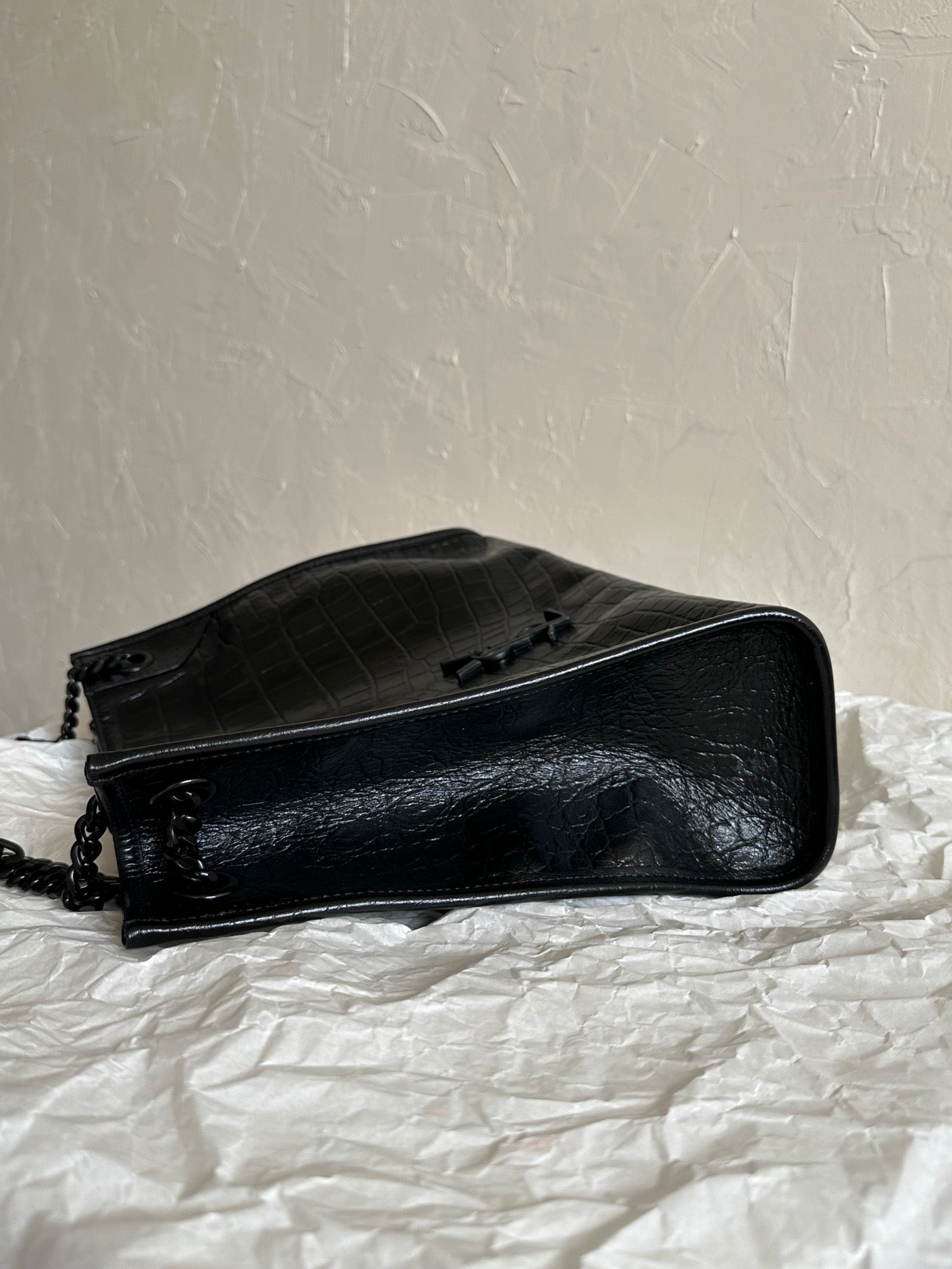 YSL Niki Crocodile pattern embossing Tote bag