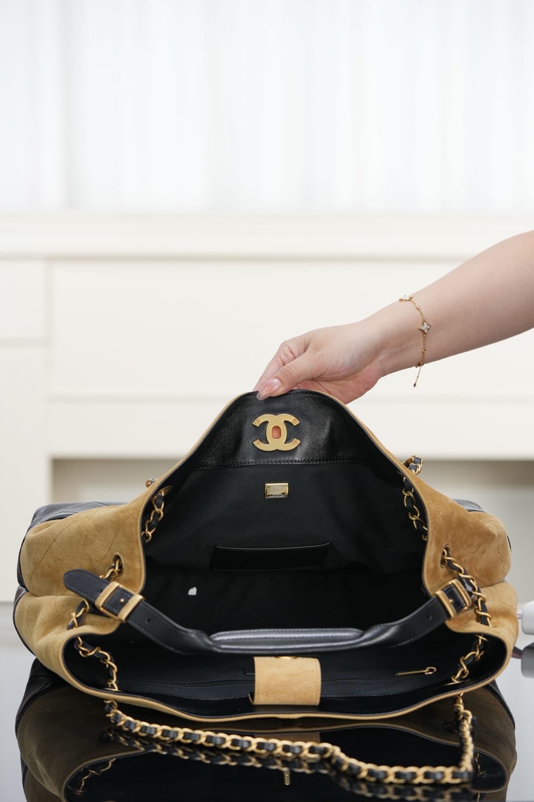 Chanel 25A Suede shopping bag