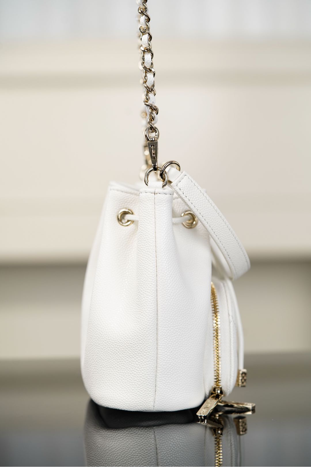 Chanel 25B Chain drawstring mini bucket bag