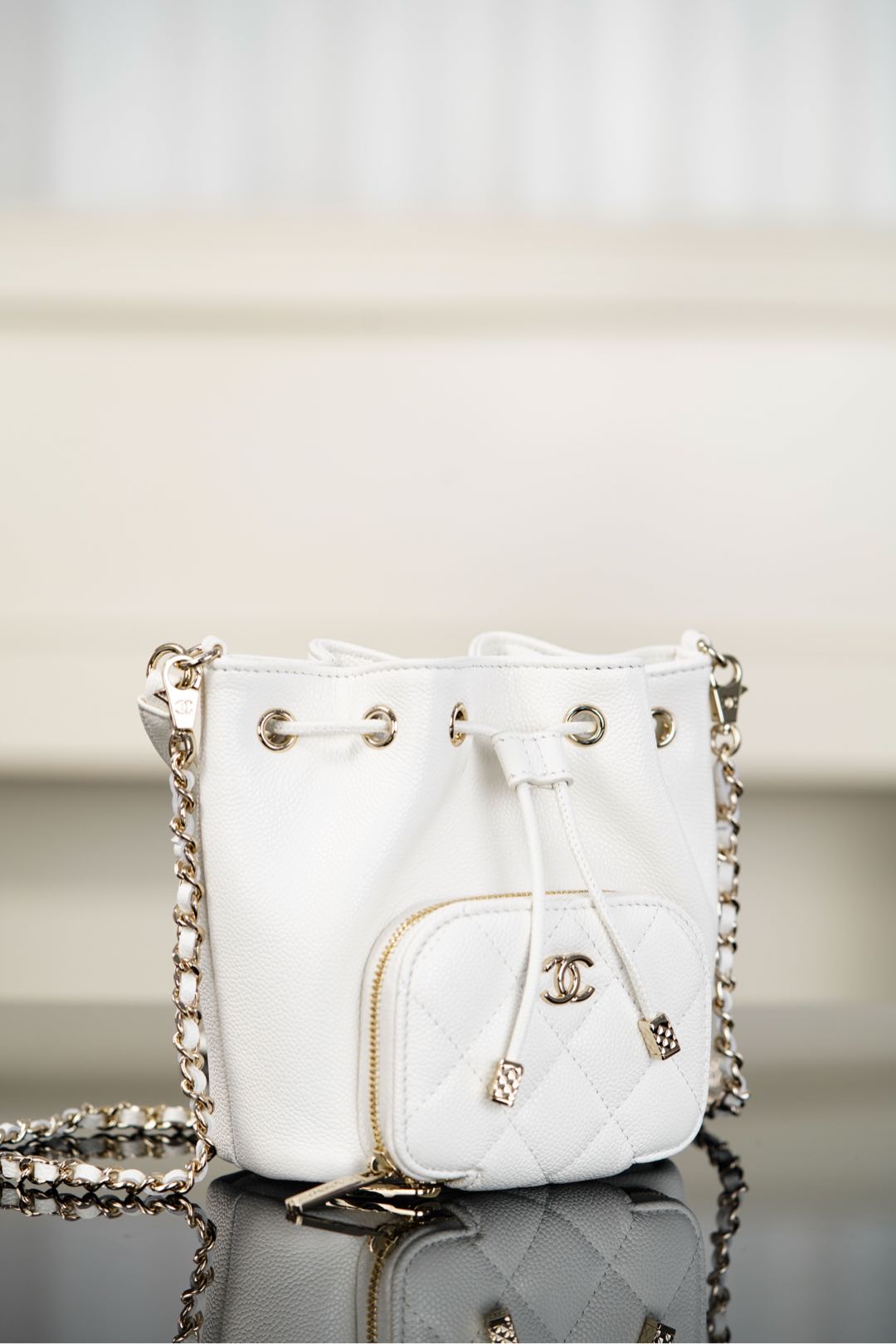Chanel 25B Chain drawstring mini bucket bag