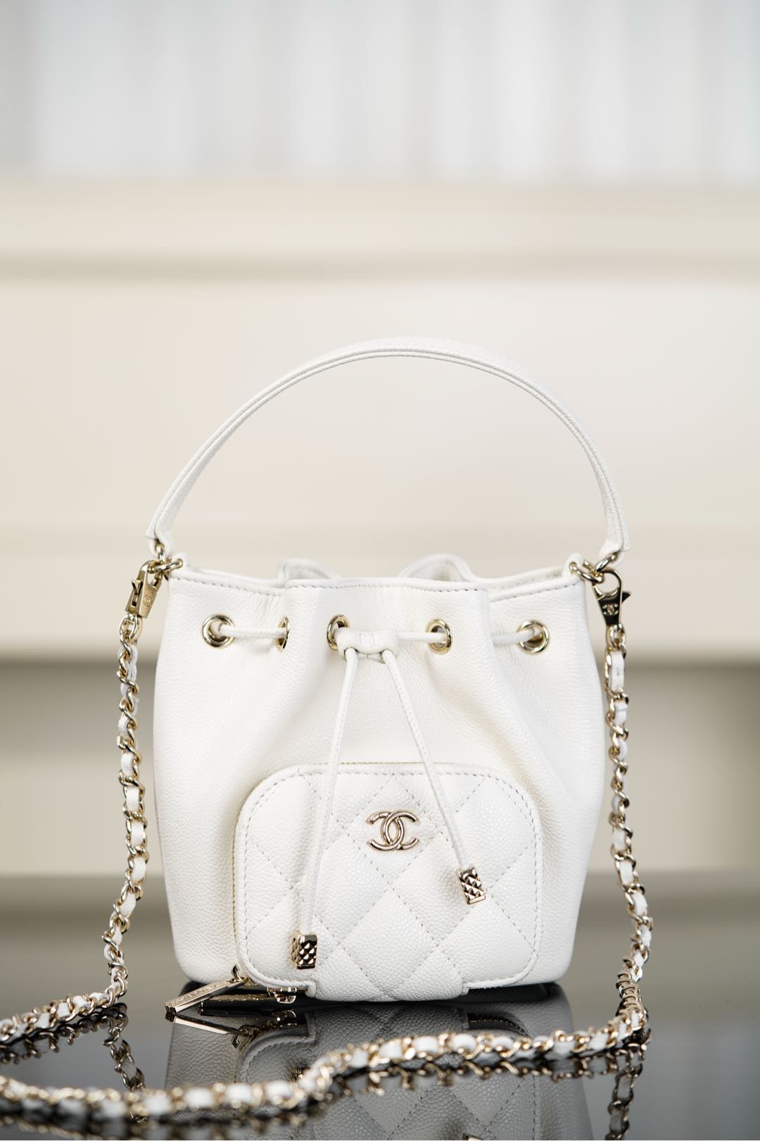 Chanel 25B Chain drawstring mini bucket bag